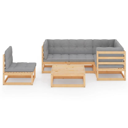 Set Divani da Giardino 6 pz con Cuscini Legno Massello di Pino | homemem39