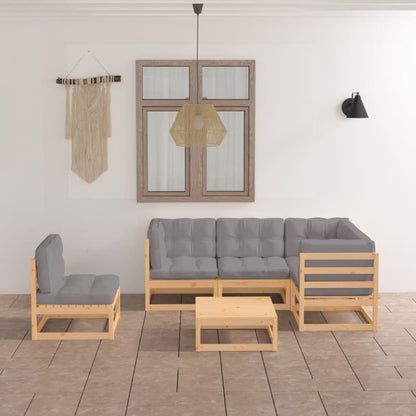 Set Divani da Giardino 6 pz con Cuscini Legno Massello di Pino | homemem39