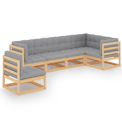 Set Divani da Giardino 6 pz con Cuscini Legno Massello di Pino | homemem39