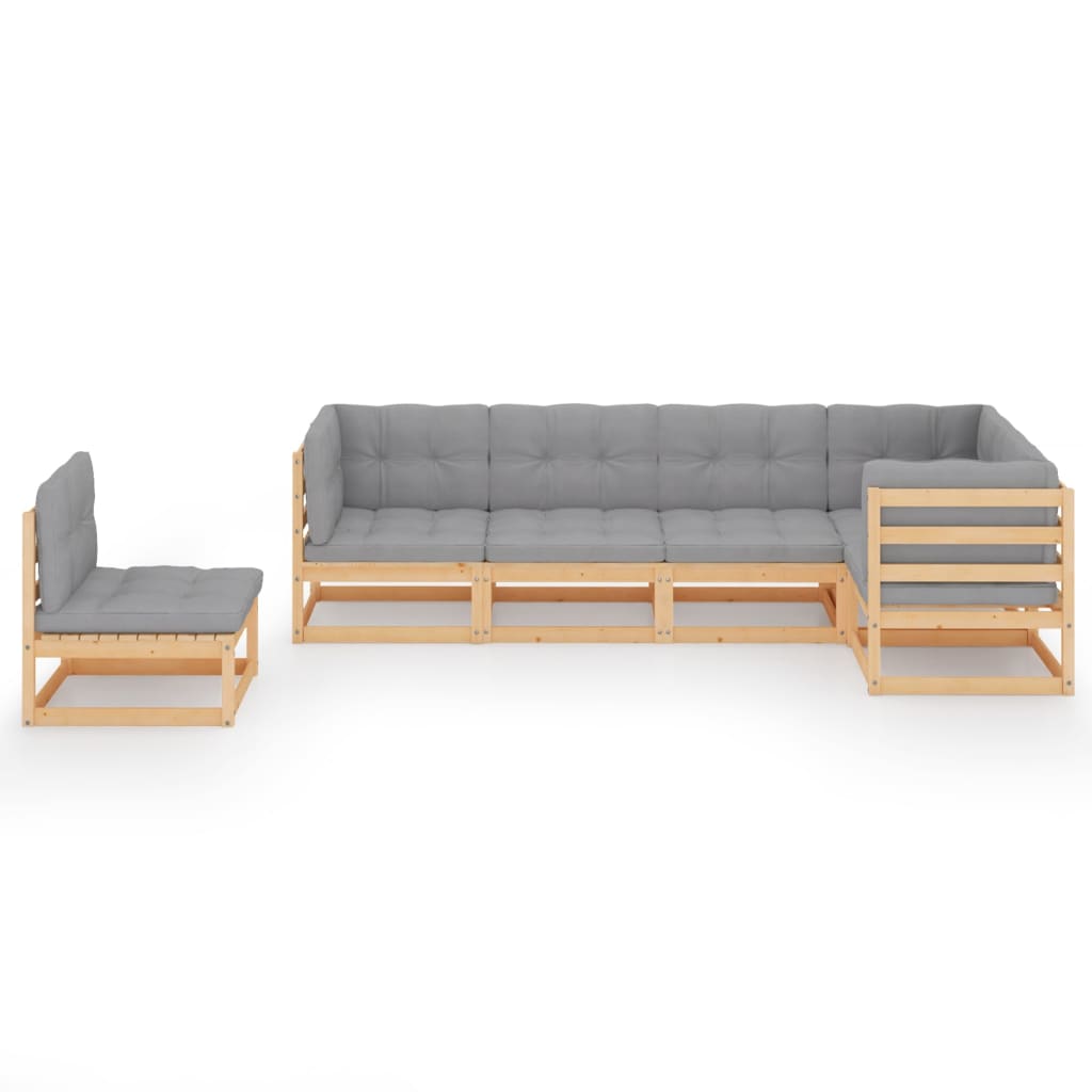 Set Divani da Giardino 6 pz con Cuscini Legno Massello di Pino | homemem39
