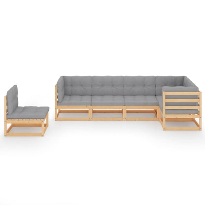 Set Divani da Giardino 6 pz con Cuscini Legno Massello di Pino | homemem39