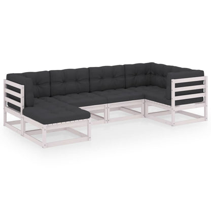 Set Divani Giardino 6 pz con Cuscini in Legno Massello di Pino - homemem39