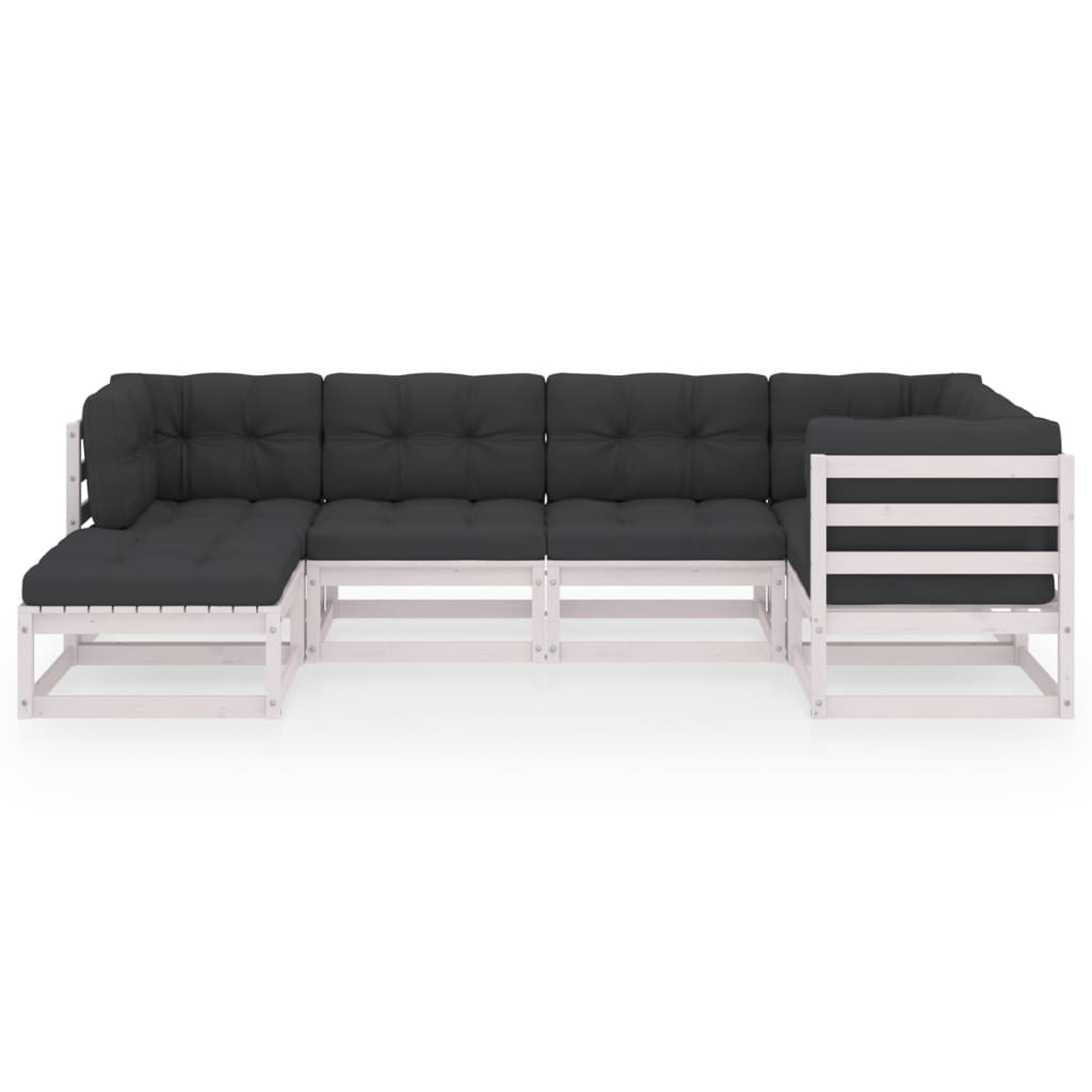Set Divani Giardino 6 pz con Cuscini in Legno Massello di Pino - homemem39
