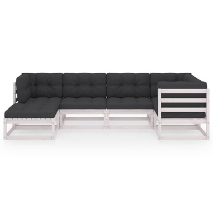 Set Divani Giardino 6 pz con Cuscini in Legno Massello di Pino - homemem39