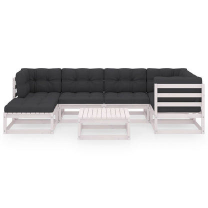 Set Salotto Giardino 7 pz Cuscini Antracite Legno Massello Pino - homemem39