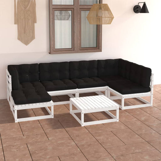 Set Salotto Giardino 7 pz Cuscini Antracite Legno Massello Pino - homemem39