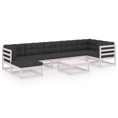 Set Salotto Giardino 8 pz Cuscini Antracite Legno Massello Pino - homemem39