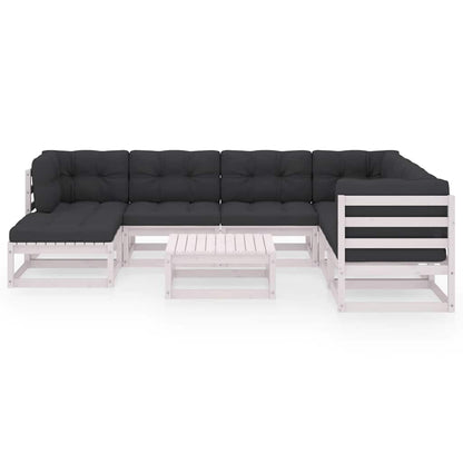 Set Salotto Giardino 8 pz Cuscini Antracite Legno Massello Pino