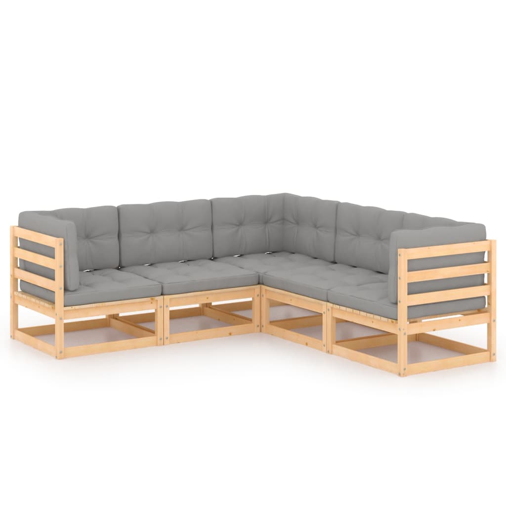 Set Divani Giardino 6 pz con Cuscini in Legno Massello di Pino | homemem39