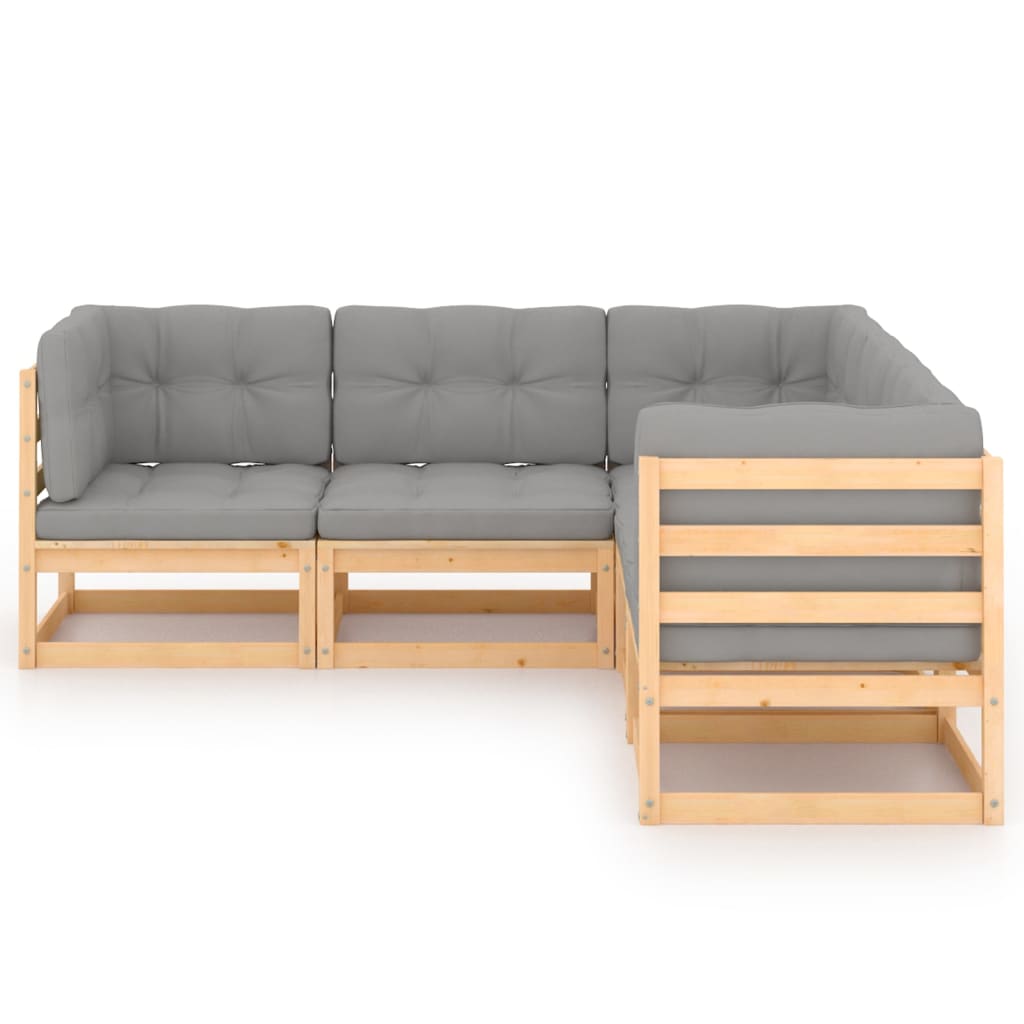 Set Divani Giardino 6 pz con Cuscini in Legno Massello di Pino | homemem39