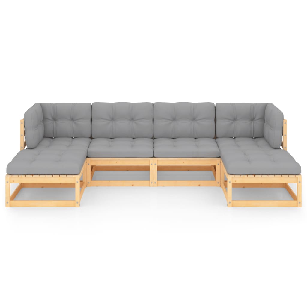 Set Divani Giardino 6 pz con Cuscini in Legno Massello di Pino | homemem39