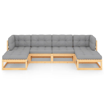 Set Divani Giardino 6 pz con Cuscini in Legno Massello di Pino | homemem39
