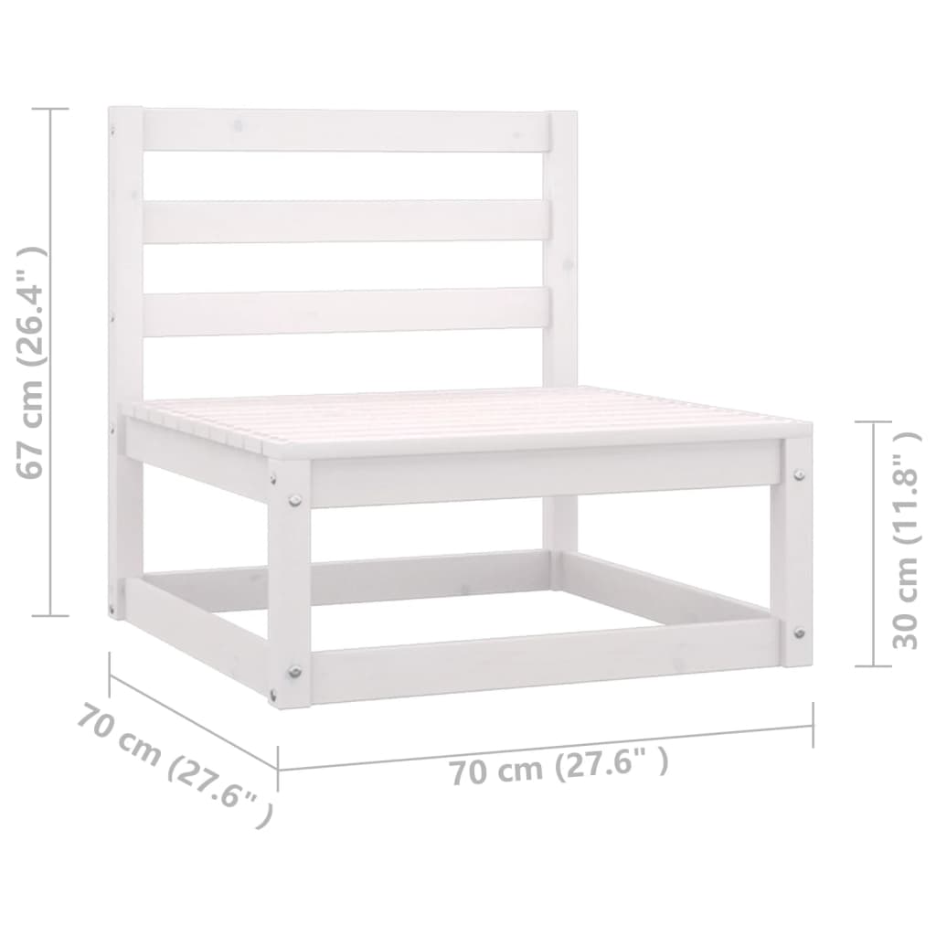 Set Salotto da Giardino 6 pz Bianco in Legno Massello di Pino