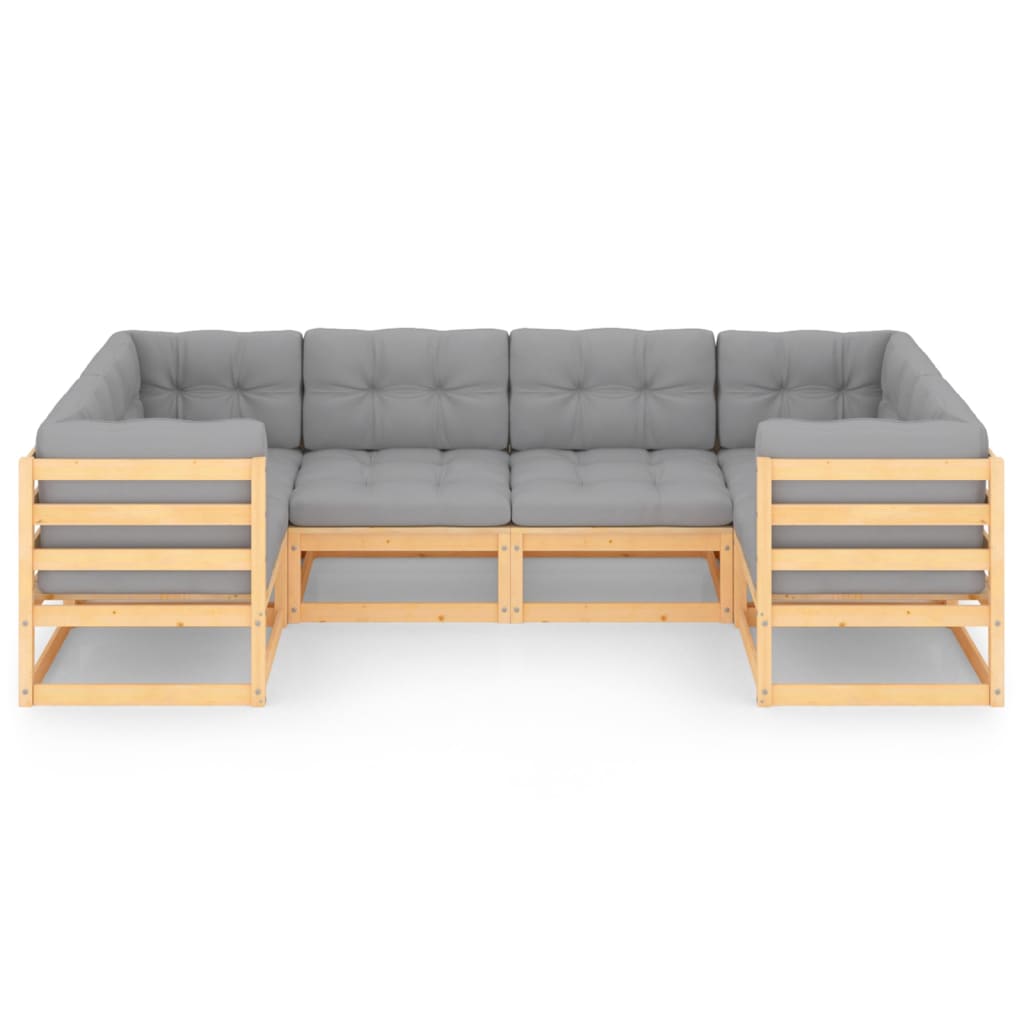 Set Divani Giardino 6 pz con Cuscini in Legno Massello di Pino | homemem39