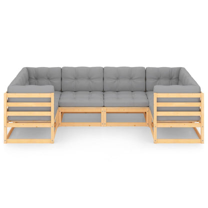 Set Divani Giardino 6 pz con Cuscini in Legno Massello di Pino | homemem39