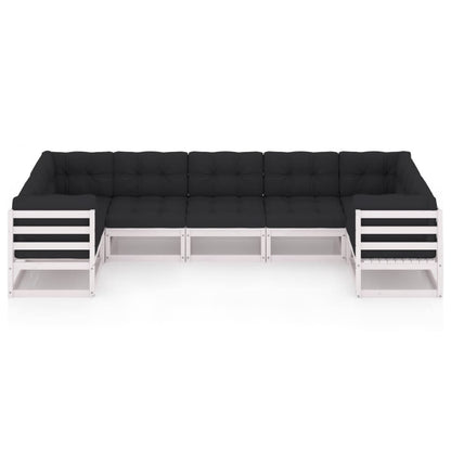 Set Salotto Giardino 7pz con Cuscini Bianco Legno Massello Pino