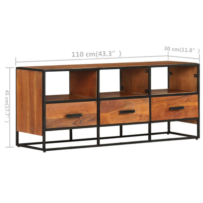 Mobile Porta TV 110x30x45 cm in Legno Massello di Acacia - homemem39
