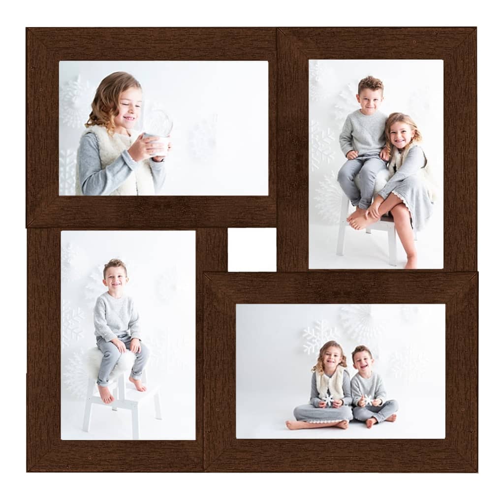 Cornice Multipla per 4 Foto 13x18cm Marrone Scuro in MDF | homemem39