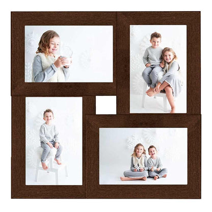 Cornice Multipla per 4 Foto 13x18cm Marrone Scuro in MDF