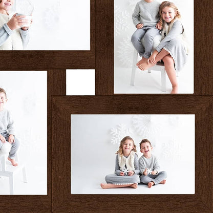 Cornice Multipla per 4 Foto 13x18cm Marrone Scuro in MDF | homemem39