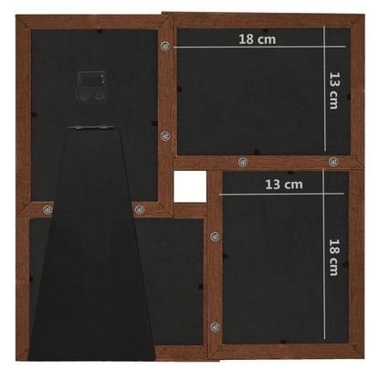 Cornice Multipla per 4 Foto 13x18cm Marrone Scuro in MDF | homemem39