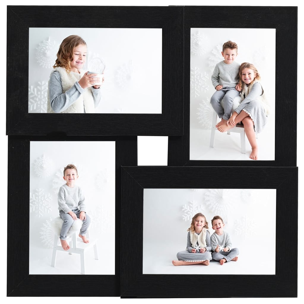 Cornice Multipla per 4 Foto 10x15cm Nera in MDF | homemem39