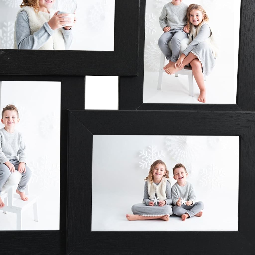 Cornice Multipla per 4 Foto 10x15cm Nera in MDF | homemem39