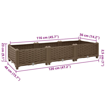 Fioriera Rialzata 120x40x23 cm in Polipropilene - homemem39