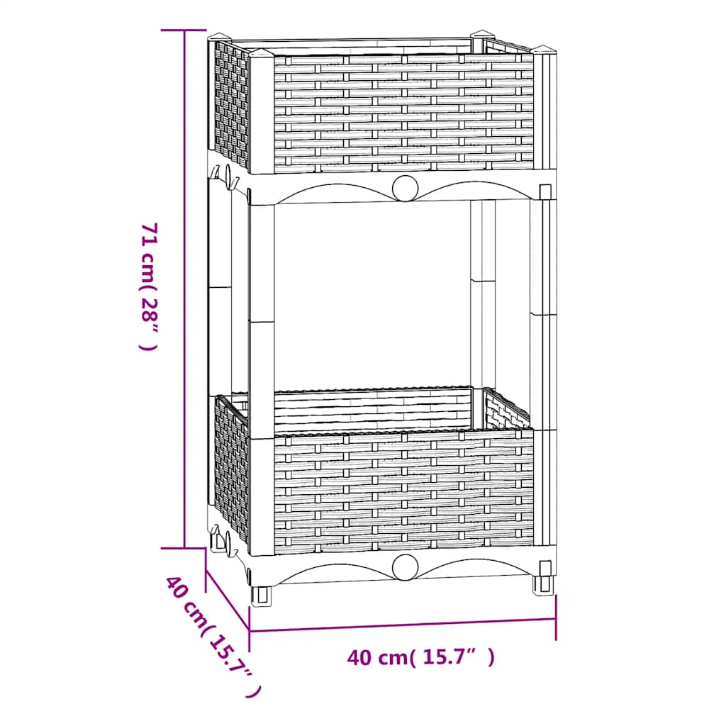 Fioriera Rialzata 40x40x71 cm in Polipropilene - homemem39