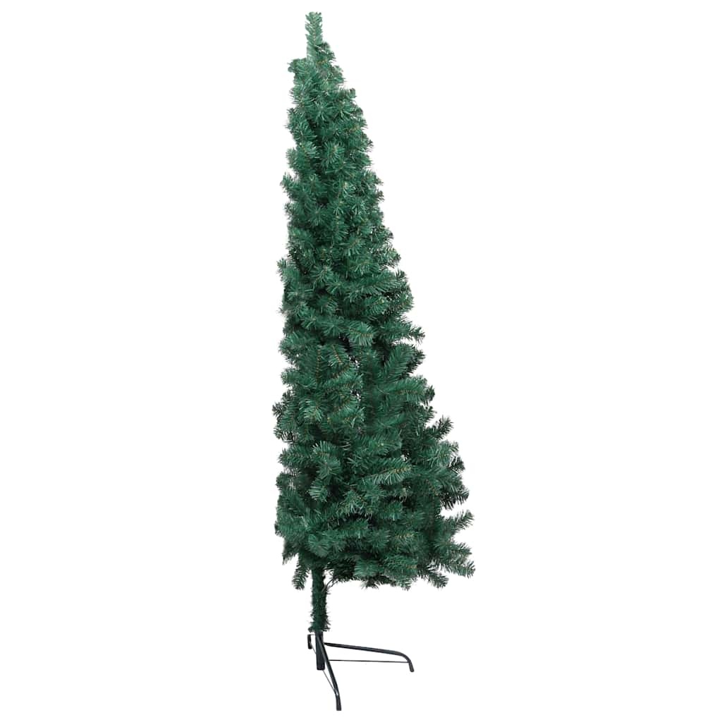 Set Albero Natale Artificiale a Metà LED e Palline Verde 210 cm