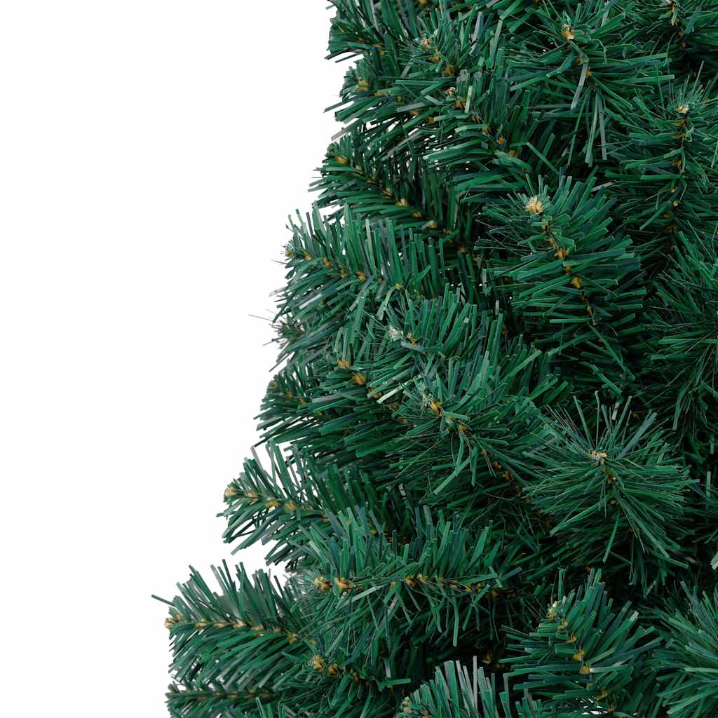 Set Albero Natale Artificiale a Metà LED e Palline Verde 210 cm