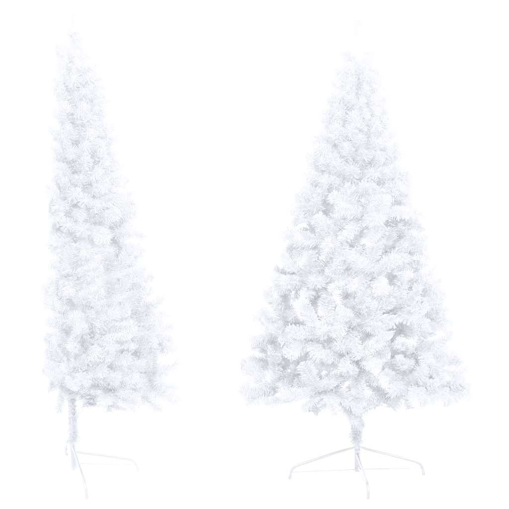 Set Albero Natale Artificiale a Metà LED Palline Bianco 180cm