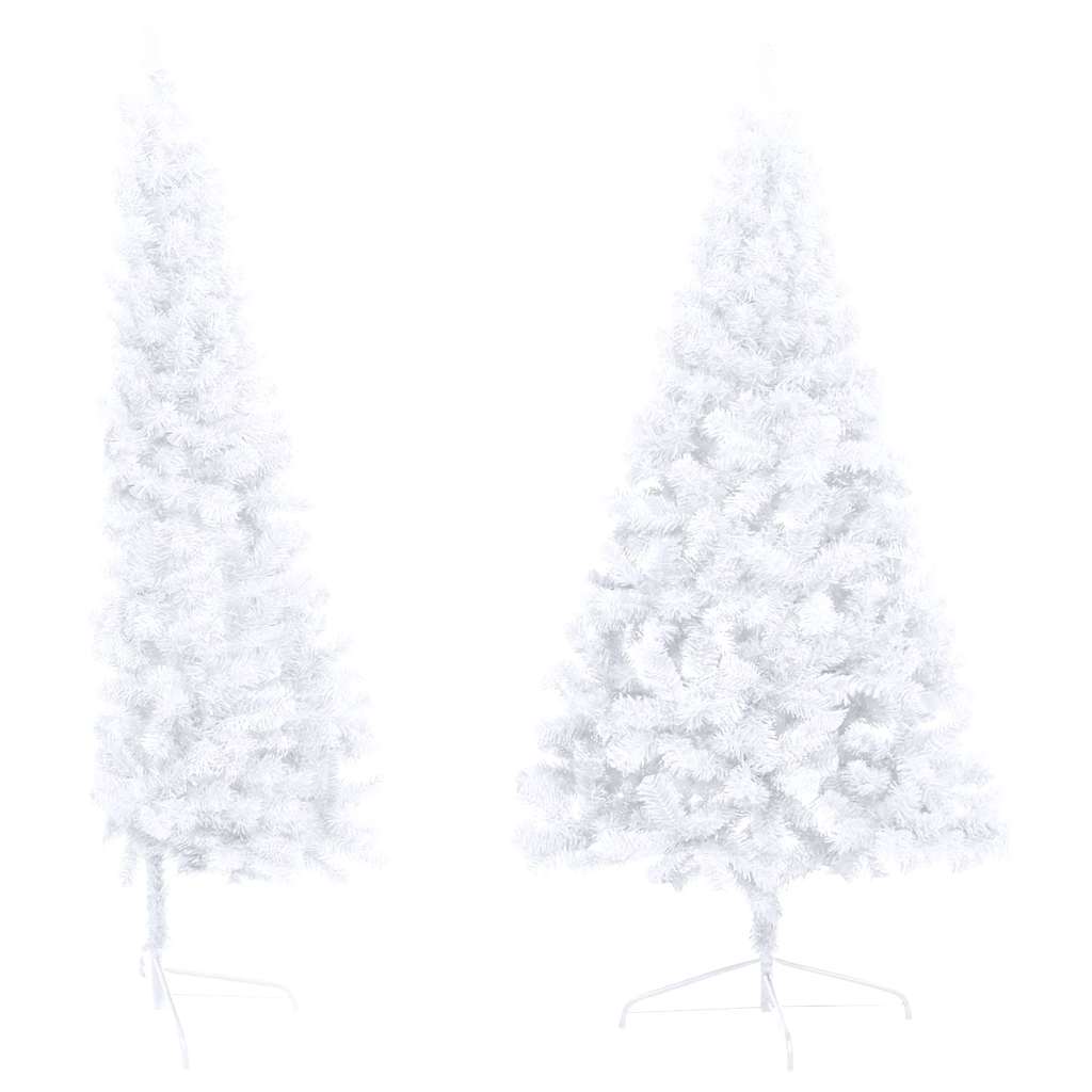 Set Albero Natale Artificiale a Metà LED Palline Bianco 210cm