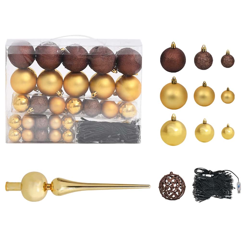 Albero di Natale Preilluminato con Palline Nero 210 cm PVC | homemem39