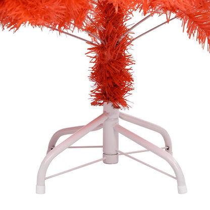 Albero di Natale Preilluminato con Palline Rosso 150 cm PVC