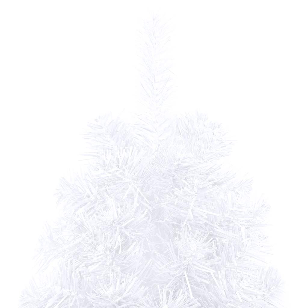 Albero di Natale a Metà Preilluminato con Palline Bianco 150 cm