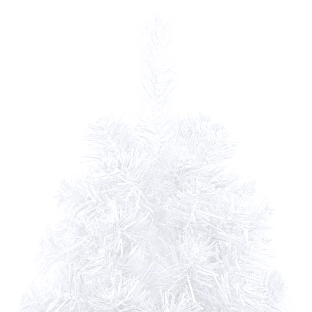 Albero di Natale a Metà Preilluminato con Palline Bianco 180 cm