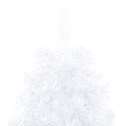 Albero di Natale a Metà Preilluminato con Palline Bianco 180 cm