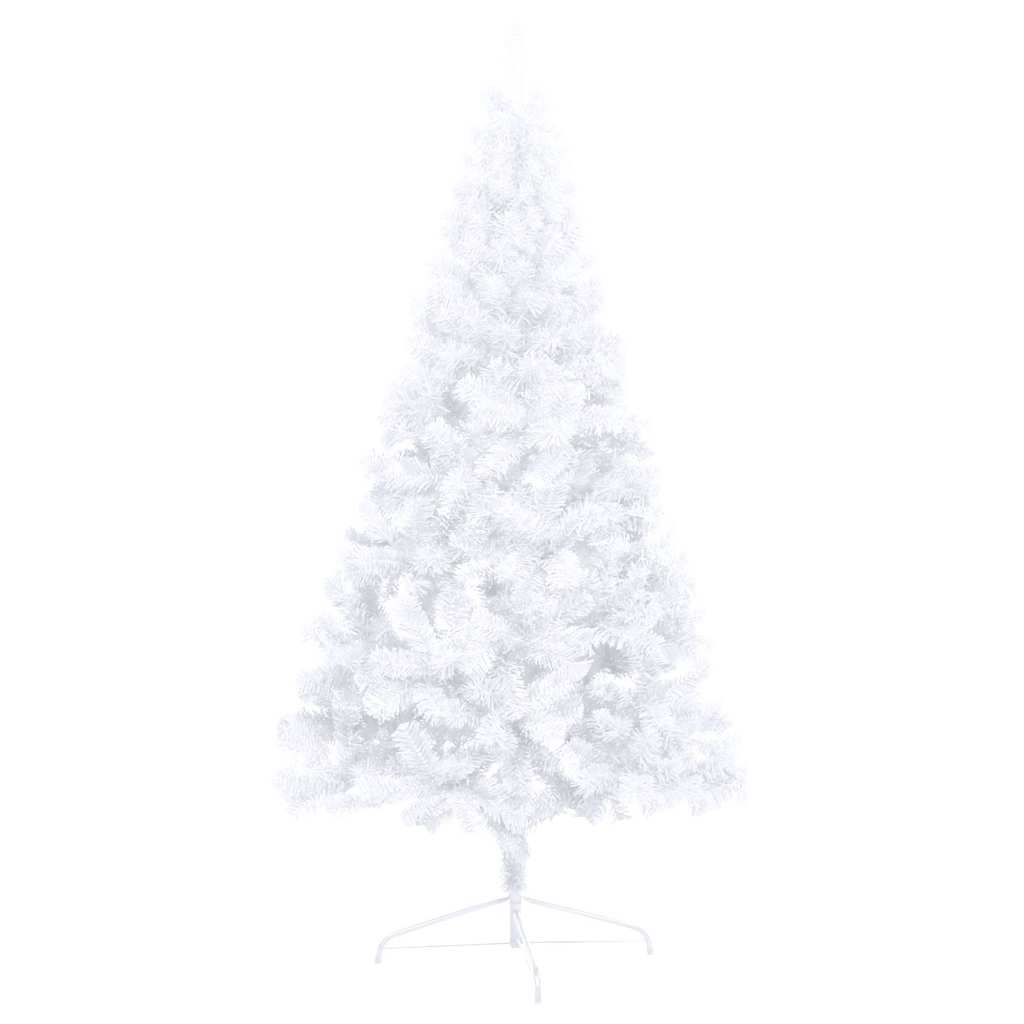 Albero di Natale a Metà Preilluminato con Palline Bianco 240 cm