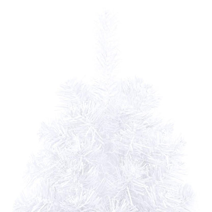 Albero di Natale a Metà Preilluminato con Palline Bianco 240 cm