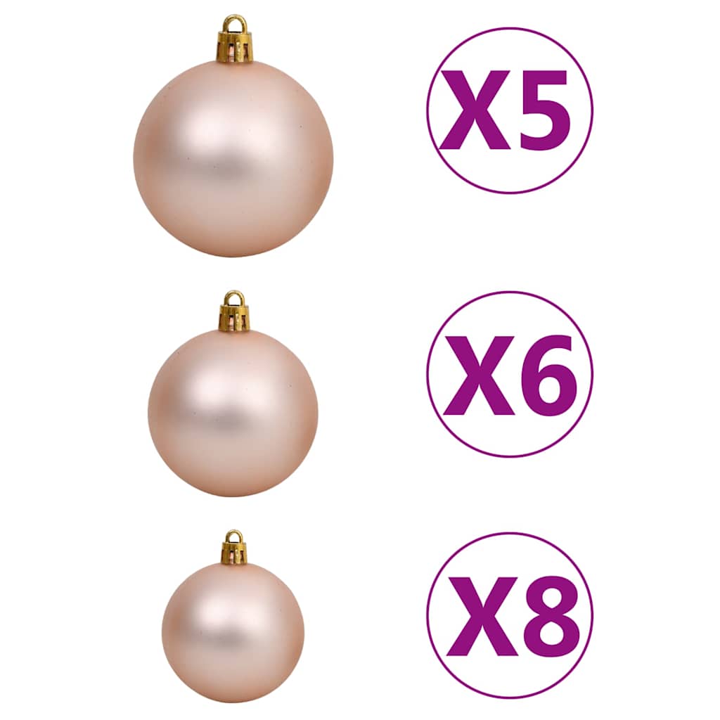 Albero di Natale Preilluminato con Palline Rosa 120 cm PVC