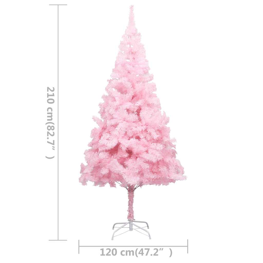 Albero di Natale Preilluminato con Palline Rosa 210 cm PVC