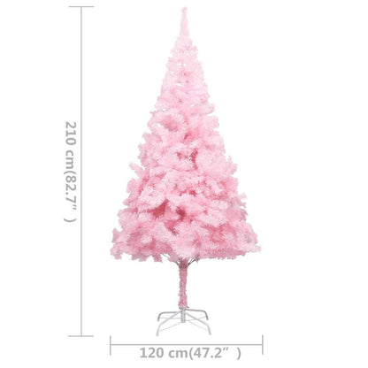 Albero di Natale Preilluminato con Palline Rosa 210 cm PVC