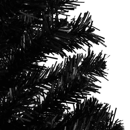 Albero di Natale Preilluminato con Palline Nero 240 cm PVC