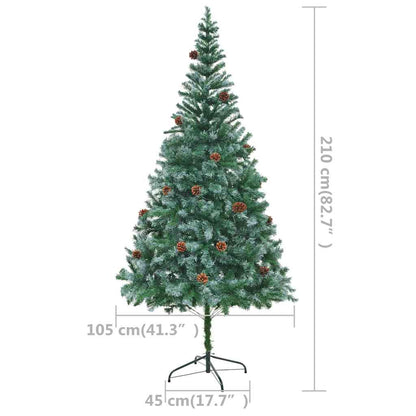 Albero di Natale Preilluminato con Palline e Pigne 210 cm
