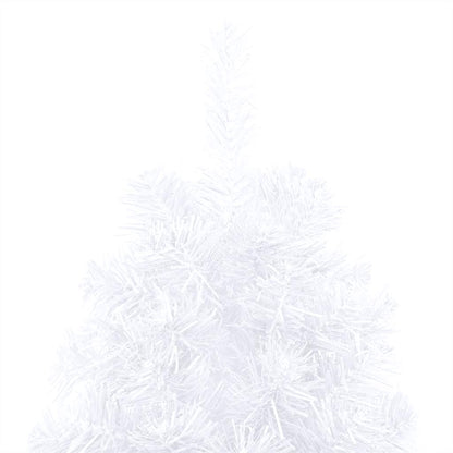 Albero di Natale a Metà Preilluminato con Palline Bianco 150 cm