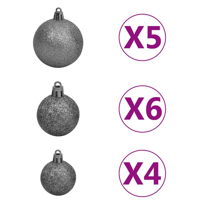 Albero di Natale a Metà Preilluminato con Palline Bianco 240 cm - homemem39