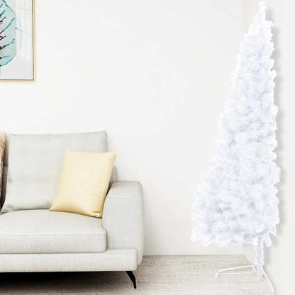 Albero di Natale a Metà Preilluminato con Palline Bianco 240 cm - homemem39