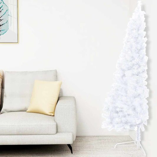 Albero di Natale a Metà Preilluminato con Palline Bianco 240 cm - homemem39