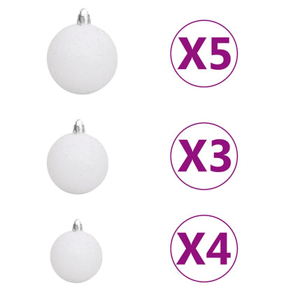 Albero di Natale a Metà Preilluminato con Palline Bianco 240 cm - homemem39